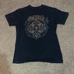 Affliction Black Short Sleeve Tee with Tribal Design